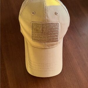 Tan Baseball Cap with Flag Patch